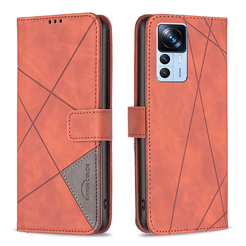 Custodia Portafoglio In Pelle Cover con Supporto B08F per Xiaomi Redmi K50 Ultra 5G Arancione