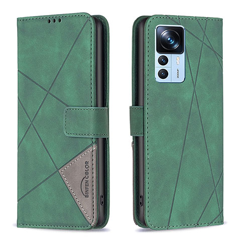 Custodia Portafoglio In Pelle Cover con Supporto B08F per Xiaomi Redmi K50 Ultra 5G Verde