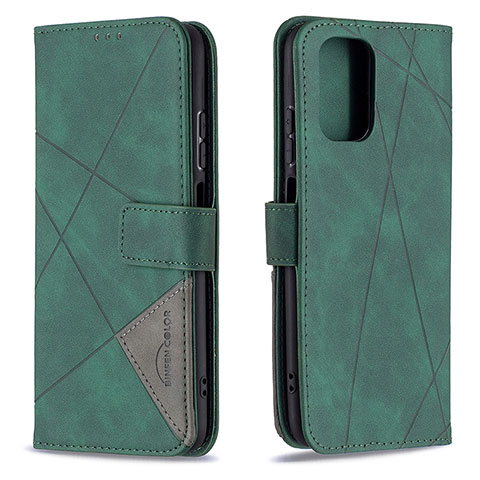 Custodia Portafoglio In Pelle Cover con Supporto B08F per Xiaomi Redmi Note 10 4G Verde