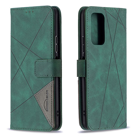 Custodia Portafoglio In Pelle Cover con Supporto B08F per Xiaomi Redmi Note 10 Pro 4G Verde