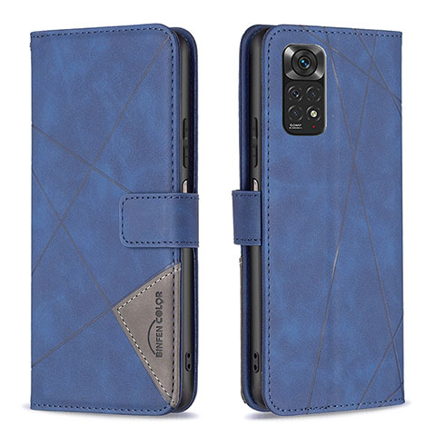 Custodia Portafoglio In Pelle Cover con Supporto B08F per Xiaomi Redmi Note 11 4G (2022) Blu