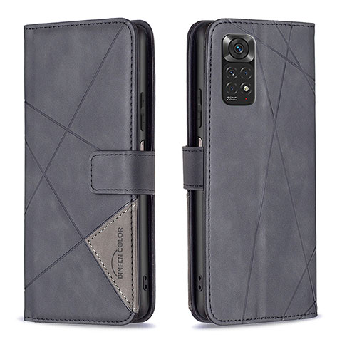 Custodia Portafoglio In Pelle Cover con Supporto B08F per Xiaomi Redmi Note 11 4G (2022) Nero