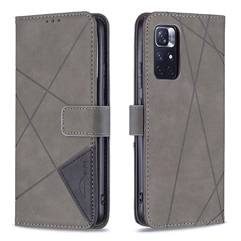 Custodia Portafoglio In Pelle Cover con Supporto B08F per Xiaomi Redmi Note 11 5G Grigio