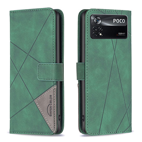 Custodia Portafoglio In Pelle Cover con Supporto B08F per Xiaomi Redmi Note 11E Pro 5G Verde