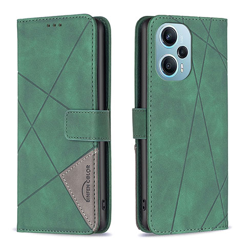 Custodia Portafoglio In Pelle Cover con Supporto B08F per Xiaomi Redmi Note 12 Turbo 5G Verde