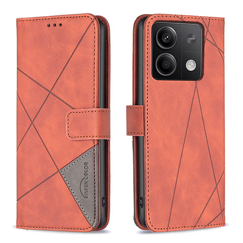 Custodia Portafoglio In Pelle Cover con Supporto B08F per Xiaomi Redmi Note 13 5G Arancione