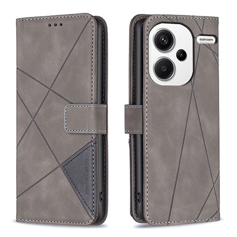 Custodia Portafoglio In Pelle Cover con Supporto B08F per Xiaomi Redmi Note 13 Pro+ Plus 5G Grigio