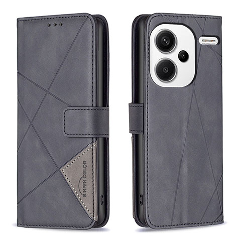 Custodia Portafoglio In Pelle Cover con Supporto B08F per Xiaomi Redmi Note 13 Pro+ Plus 5G Nero