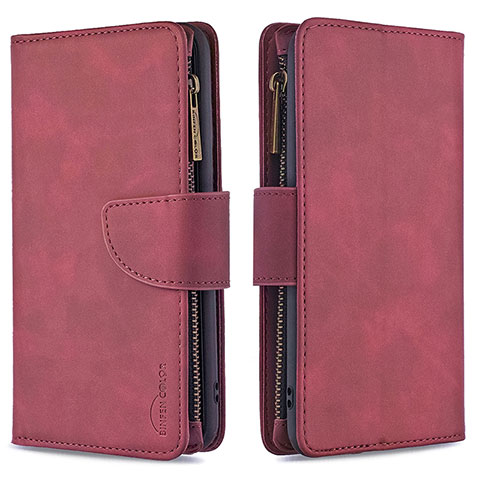 Custodia Portafoglio In Pelle Cover con Supporto B09F per Samsung Galaxy Note 20 5G Rosso