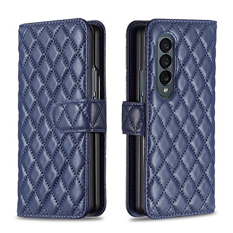 Custodia Portafoglio In Pelle Cover con Supporto B10F per Samsung Galaxy Z Fold3 5G Blu