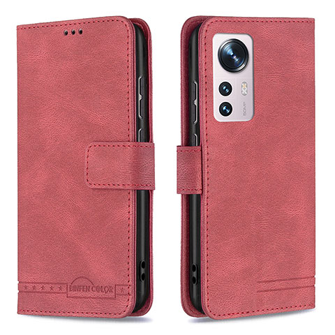 Custodia Portafoglio In Pelle Cover con Supporto B10F per Xiaomi Mi 12 5G Rosso