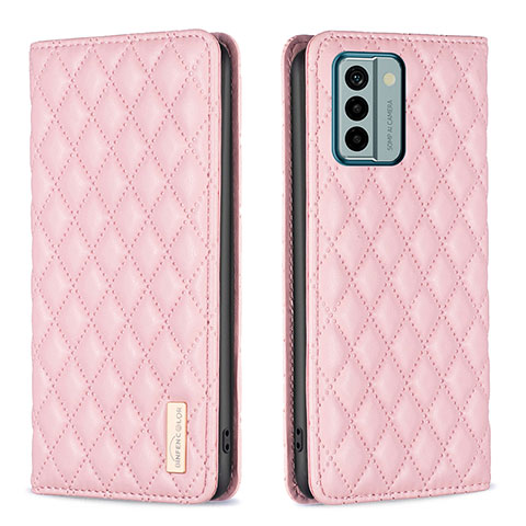 Custodia Portafoglio In Pelle Cover con Supporto B11F per Nokia G22 Oro Rosa