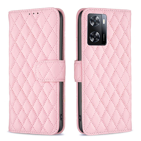 Custodia Portafoglio In Pelle Cover con Supporto B11F per Oppo A57e Oro Rosa