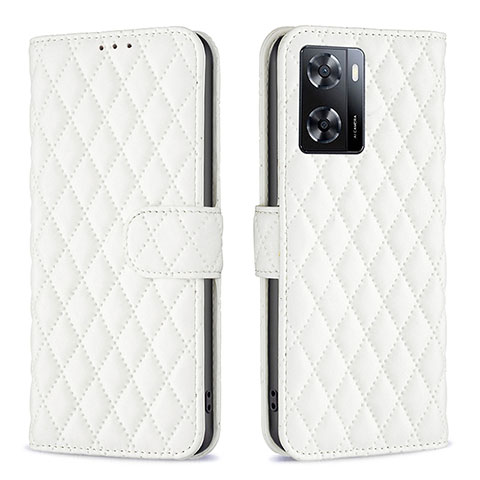 Custodia Portafoglio In Pelle Cover con Supporto B11F per Oppo A77s Bianco