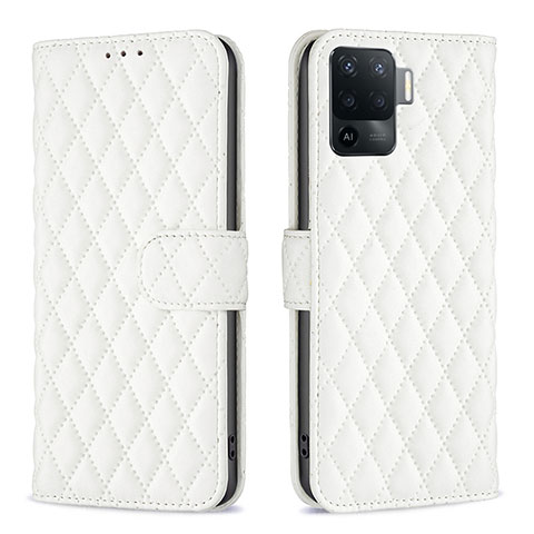 Custodia Portafoglio In Pelle Cover con Supporto B11F per Oppo F19 Pro Bianco