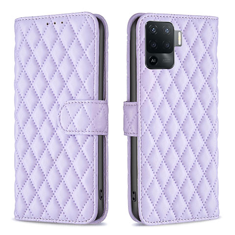 Custodia Portafoglio In Pelle Cover con Supporto B11F per Oppo F19 Pro Viola