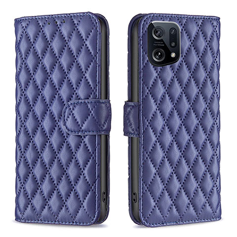 Custodia Portafoglio In Pelle Cover con Supporto B11F per Oppo Find X5 5G Blu