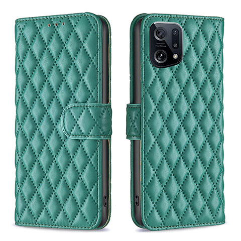 Custodia Portafoglio In Pelle Cover con Supporto B11F per Oppo Find X5 5G Verde