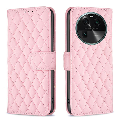 Custodia Portafoglio In Pelle Cover con Supporto B11F per Oppo Find X6 Pro 5G Oro Rosa