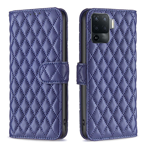 Custodia Portafoglio In Pelle Cover con Supporto B11F per Oppo Reno5 F Blu