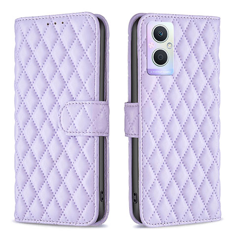 Custodia Portafoglio In Pelle Cover con Supporto B11F per Oppo Reno8 Lite 5G Viola