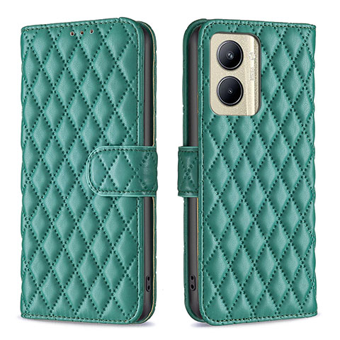 Custodia Portafoglio In Pelle Cover con Supporto B11F per Realme C33 (2023) Verde