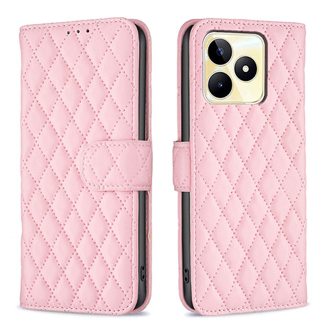 Custodia Portafoglio In Pelle Cover con Supporto B11F per Realme C53 India Oro Rosa