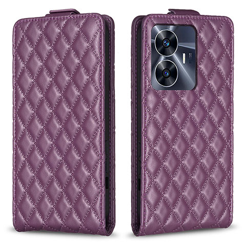 Custodia Portafoglio In Pelle Cover con Supporto B11F per Realme Narzo N55 Viola