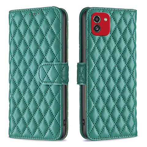 Custodia Portafoglio In Pelle Cover con Supporto B11F per Samsung Galaxy A03 Verde