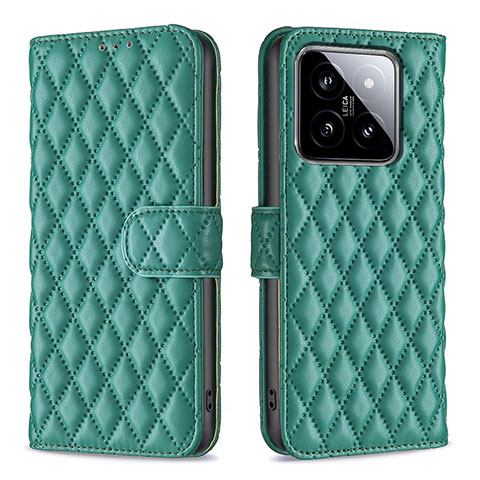 Custodia Portafoglio In Pelle Cover con Supporto B11F per Xiaomi Mi 14 Pro 5G Verde