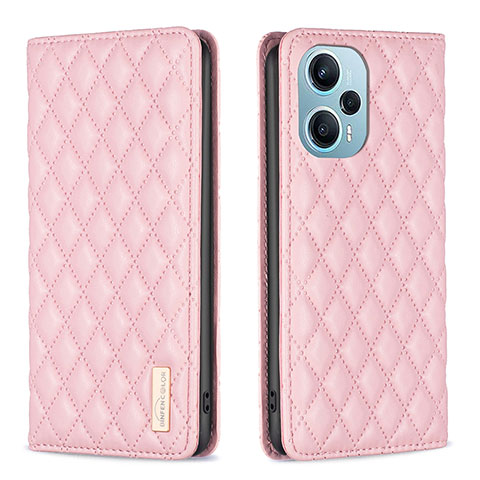 Custodia Portafoglio In Pelle Cover con Supporto B11F per Xiaomi Poco F5 5G Oro Rosa