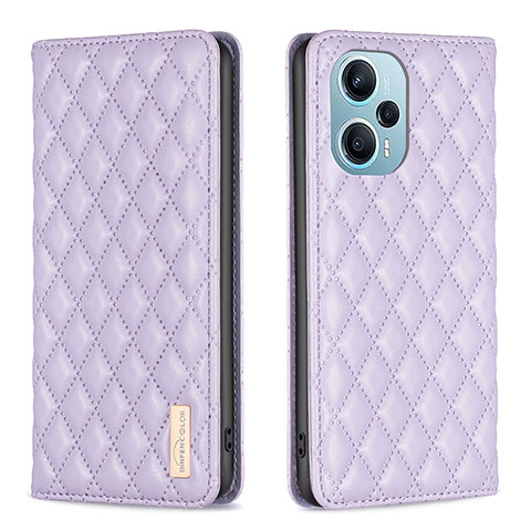 Custodia Portafoglio In Pelle Cover con Supporto B11F per Xiaomi Poco F5 5G Viola