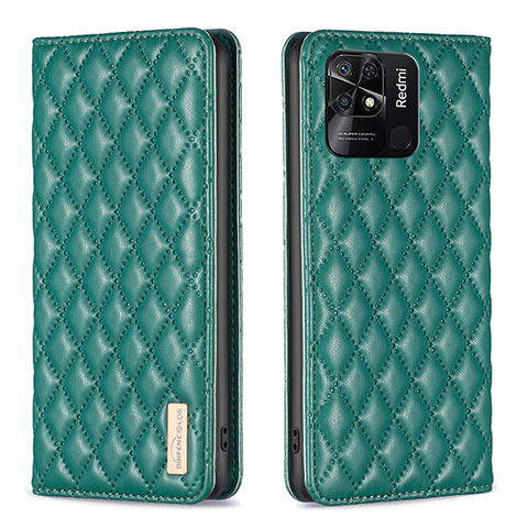 Custodia Portafoglio In Pelle Cover con Supporto B11F per Xiaomi Redmi 10 India Verde