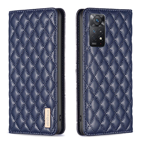 Custodia Portafoglio In Pelle Cover con Supporto B11F per Xiaomi Redmi Note 11 Pro 5G Blu