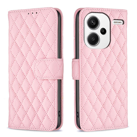 Custodia Portafoglio In Pelle Cover con Supporto B11F per Xiaomi Redmi Note 13 Pro+ Plus 5G Oro Rosa