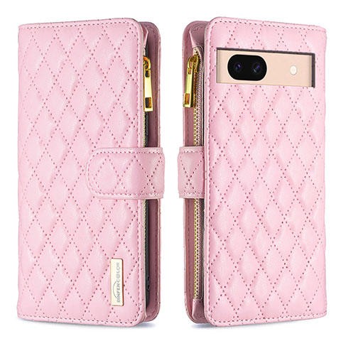 Custodia Portafoglio In Pelle Cover con Supporto B12F per Google Pixel 8a 5G Oro Rosa