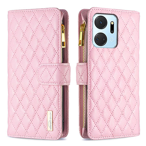 Custodia Portafoglio In Pelle Cover con Supporto B12F per Huawei Honor X7a Oro Rosa