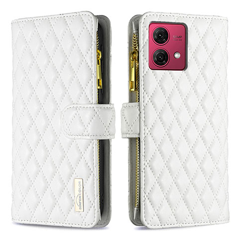 Custodia Portafoglio In Pelle Cover con Supporto B12F per Motorola Moto G84 5G Bianco