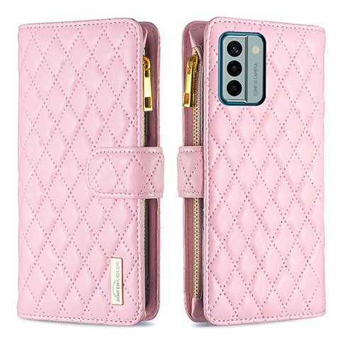 Custodia Portafoglio In Pelle Cover con Supporto B12F per Nokia G22 Oro Rosa