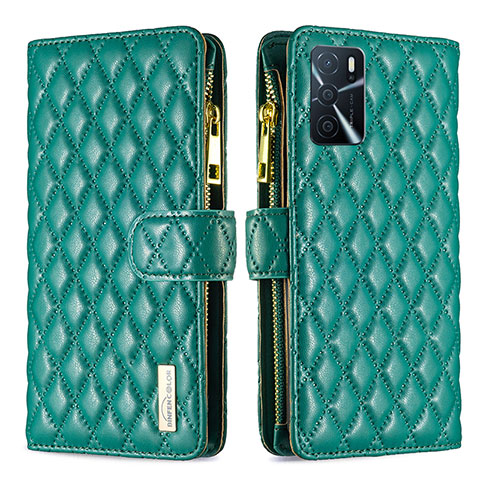 Custodia Portafoglio In Pelle Cover con Supporto B12F per Oppo A16 Verde