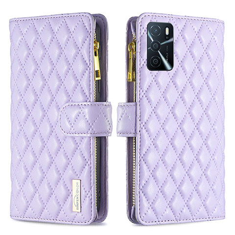 Custodia Portafoglio In Pelle Cover con Supporto B12F per Oppo A16 Viola