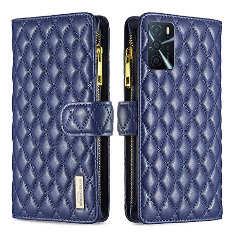 Custodia Portafoglio In Pelle Cover con Supporto B12F per Oppo A54s Blu