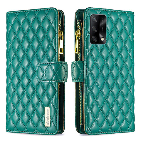 Custodia Portafoglio In Pelle Cover con Supporto B12F per Oppo A95 4G Verde