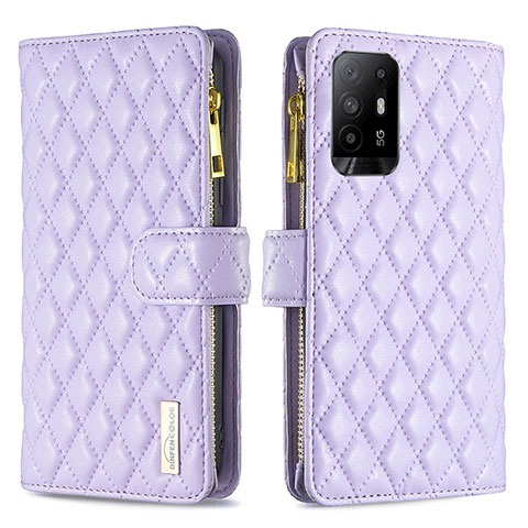 Custodia Portafoglio In Pelle Cover con Supporto B12F per Oppo A95 5G Viola