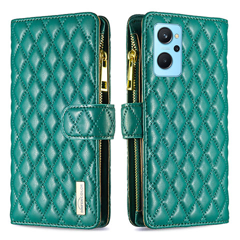 Custodia Portafoglio In Pelle Cover con Supporto B12F per Oppo A96 4G Verde