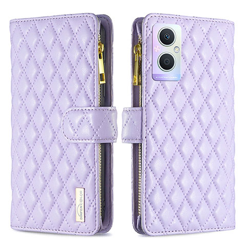 Custodia Portafoglio In Pelle Cover con Supporto B12F per Oppo A96 5G Viola