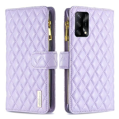 Custodia Portafoglio In Pelle Cover con Supporto B12F per Oppo F19s Viola