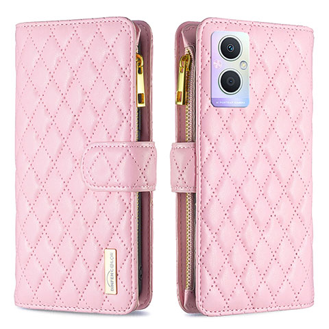 Custodia Portafoglio In Pelle Cover con Supporto B12F per Oppo F21s Pro 5G Oro Rosa