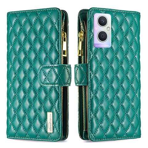 Custodia Portafoglio In Pelle Cover con Supporto B12F per Oppo F21s Pro 5G Verde