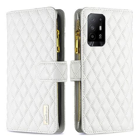 Custodia Portafoglio In Pelle Cover con Supporto B12F per Oppo Reno5 Z 5G Bianco